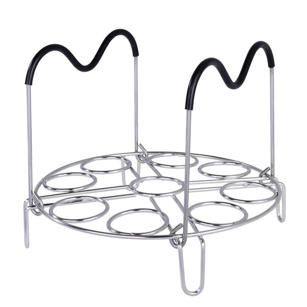 Steamer Rack Trivet with Silicone Handles Heat Resistant Steamer Inserts Compatible with Accessories 6 Qt 8 Quart Stainless Steel Steaming Stand for Pressure Cooker Removal