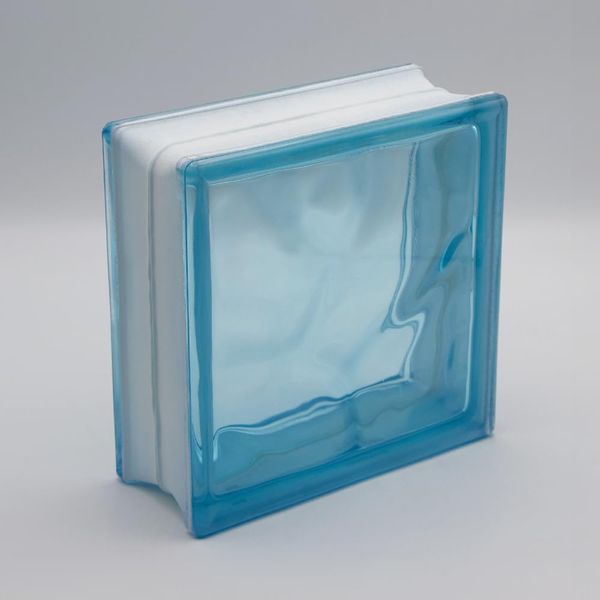 Basic Glass Block Cloud Light Blue 19 x 19 x 8 cm Set of 6