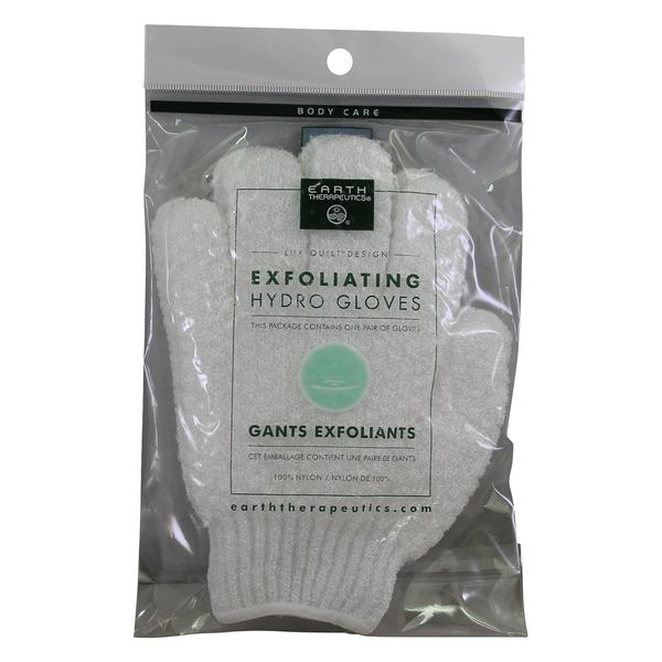 Exfoliating Gloves,White By Earth Therapeutics - Pair, 6 Pack