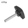 sourcing map 4pcs Tee Wing Knobs Thumb Screws M6 x 35mm Standard Male Thread Plastic T Knobs Handles Hand Clamping Thumbscrew, Black
