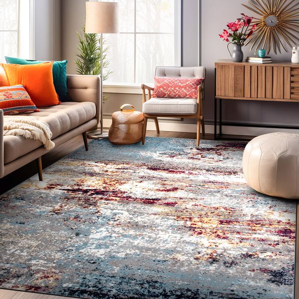 Rugshop Area Rugs Distressed Abstract Watercolor Carpet for Living Room 8x10