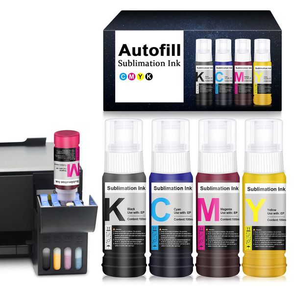 KALOKING Autofill Sublimation Ink for Epson EcoTank Inkjet Printers ET-2720 ET-2400 ET-2760 ET-2800 ET-4800 ET-2803 ET-2830 ET-3760 ET-2850, Anti-UV/ICC Free/400ML