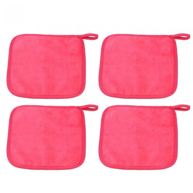 VOCOSTE Makeup Remover Cleaning Cloth Makeup Remover Cleaning Towel Washable Reusable Suitable for Most Skin Types 20x20cm 4 Pieces Rose Red