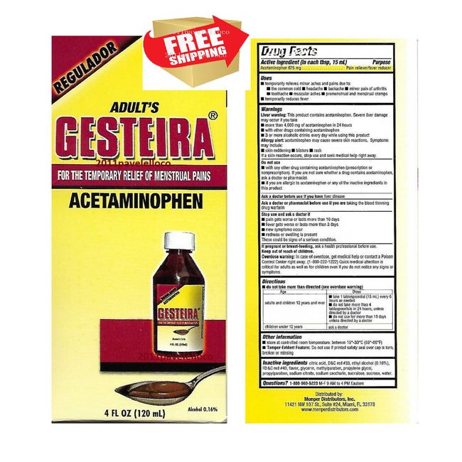 Adult's Gesteira for relief of Menstrual Pains ( dolores menstruales regulador )