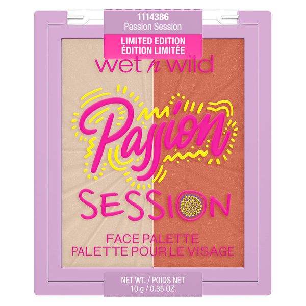 Wet 'n' Wild, Face Palette Wild Crush Passion Collection, Highlighter and Blusher Duo, Sculpt, Contour and Brighten your Features, Infused with Passion Fruit Seed Oil, Passion Session