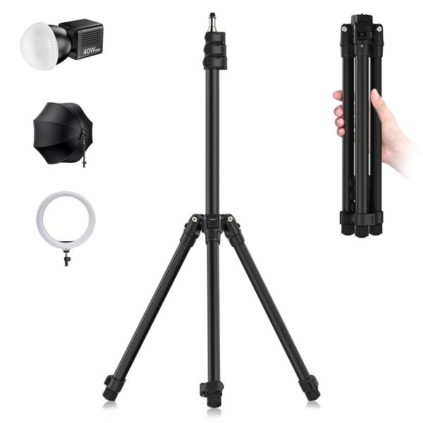 Ulanzi TT43 Photography Light Stand, Aluminum Lightweight, Reverse Folding, 17.7 - 74.8 inches (45 - 190 cm), 5 Levels of Telescopic, 1/4 Screws, Convenient to Carry, Strobe Stand, Ring Light, Video