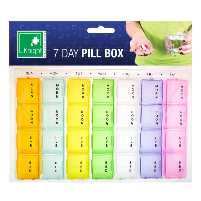 Healthcare Multi Colour Pastel Detachable 7 Day 4 Compartment Pill Box Tablet Dispenser