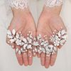 Handcess Bride Wedding Crystal Headband Silver Flower Pearl Headpiece Leaves Rhinestone Bridal Hair Accessories for Women and Girls (Silver)