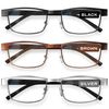 BLS Businessman Rectangular Reading Glasses - Professional Durable Readers - Blue-Light Blocking Lenses