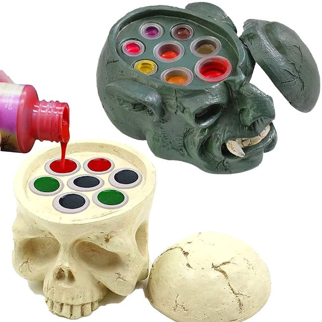 Tattoo Ink Cup Holder - Emalla 2Pcs Hard Resin Tattoo Ink Cap Holder Skull Head Tattoo Ink Cup Stand Pigment Cup Holders Pigment Cap Holder Stand for Tattoo Ink