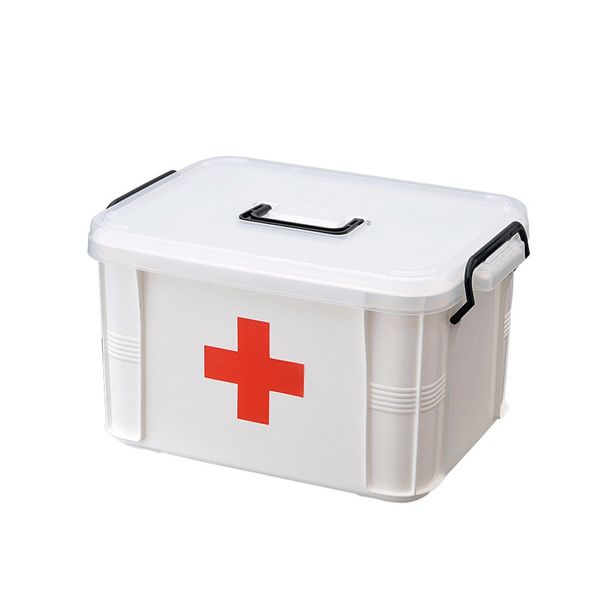 Levoberg Medicine Box Storage Box Organizer 2 Layers with Compartments Family Emergency Kit Storage Case 9.25"x6.49"x5.31"