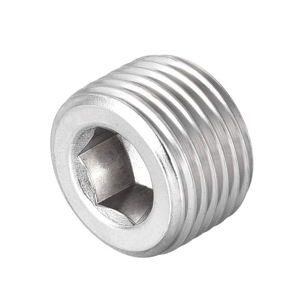 uxcell Hex Countersunk Plug Stainless Steel Pipe Fitting NPT Male Thread Socket Pipe Adapter Connector 3/8NPT, 1pc