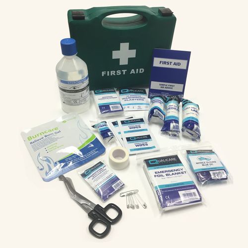 QUALICARE Medium Travel in CAR Plastic Carry CASE Premium Camping Emergency First AID KIT