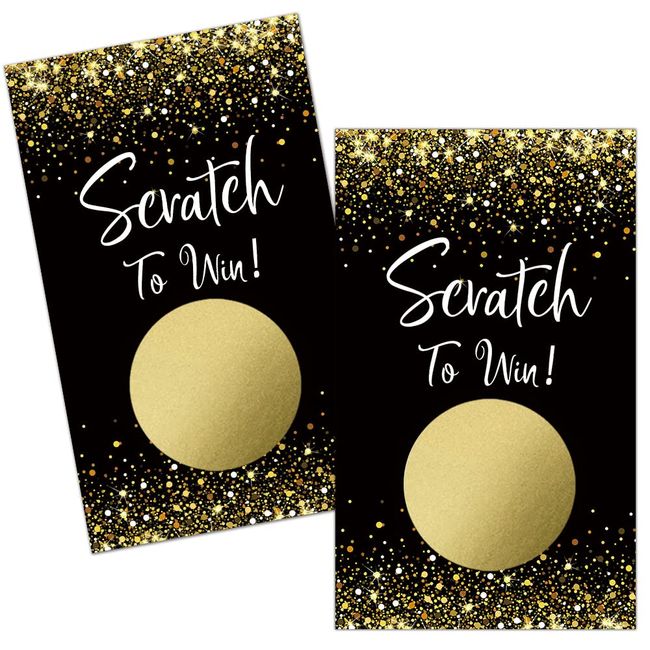 Haizct 50 Pack Black and gold Blank Gift Certificate Scratch Off Cards for Small Business, Spa Beauty Makeup Hair Salon, Bridal Shower, Baby Shower, Country Wedding, Twinkling stars-GK085