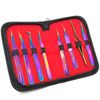 8x Stainless Steel Color Pattern Tweezers Craft Hobby Model Making Tools w/ Case