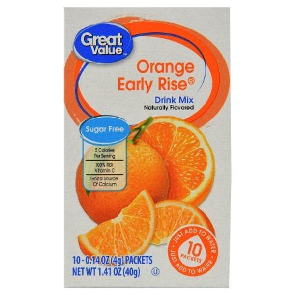 Great Value Sugar Free, Low Calorie Orange Early Rise Drink Mix (Pack of 4) by Great Value