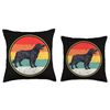 Vintage Retro Sunset Flat-Coated Retriever Dog Throw Pillow