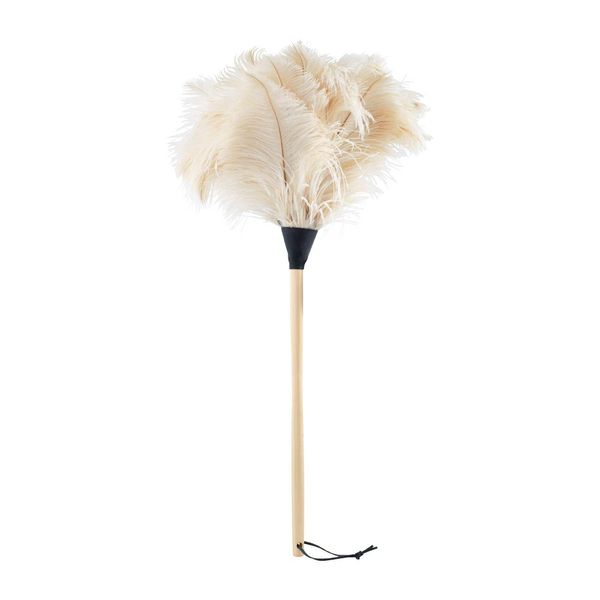 Redecker Ostrich Feather Duster with Varnished Wooden Handle, 31-1/2-Inches, Light