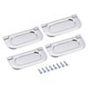 sourcing map Finger Flush Pull Handle 74x34x5mm Rectangle for Drawer Door Bright Silver 4pcs