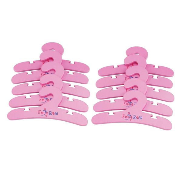 Emily Rose 14 Inch Doll 10 Pack Pink Wooden Hangers | 14" Doll Closet Clothing Hangers Accessory | Fits 14"-15" Doll Clothes