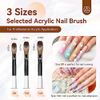 Saviland Acrylic Nail Brush Set - 3pcs Professional Nail Brush for Acrylic Nails, Kolinsky Acrylic Brush for Acrylic, Nail Art Brushes for Acrylic Powder, Black & white Wooden Handle, Size 8/10/14