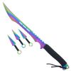 27" Tactical Machete with 3 Fixed Blade Set. Stainless Steel Blade. for Outdoor Camping Cutting Ropes - Branches, Collection, Gift