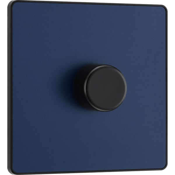 BG Electrical Intelligent Single Wall Dimmer Switch, 2 Way, Screwless Front Plate, Evolve, Matt Blue, 200W, PCDDB81B