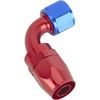 Full Flow Swivel Hose End Fitting, 90 Degree, Red/Blue -12 AN