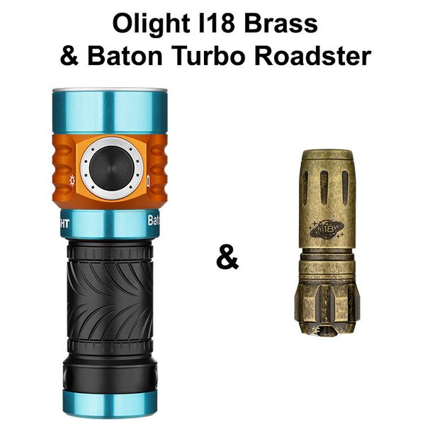 Olight Baton Turbo Roadster & I18 Brass Rechargeable LED Flashlights