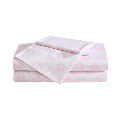 Betsey Johnson - Bed Sheets, 100% Silky Smooth Bedding with Matching Pillowcase, Stain & Wrinkle Resistant, Whimsical Inspired Home Essentials (Retro Daisy Pink, Twin XL)