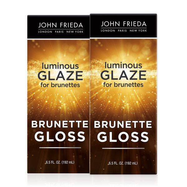 John Frieda Brilliant Brunette Luminous Hair Glaze, Color Enhancing Glaze, Designed to Fill Damaged Areas for Smooth, Glossy Brown Color, 6.5 oz (Pack of 2)