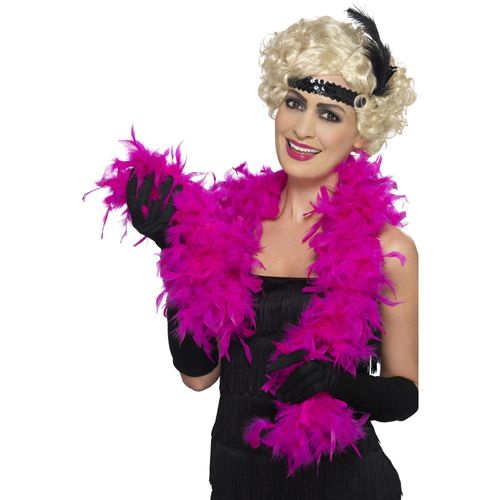 Smiffys Boa, 50g, Fuchsia Feather, 150cm, 1920's Razzle Fancy Dress, 1920s Dress Up Accessories