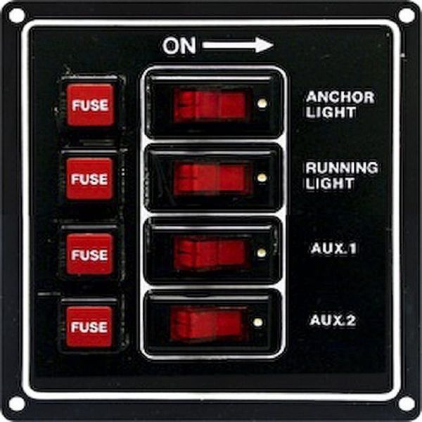 SeaSense Switch Panel 4 Gang,Black