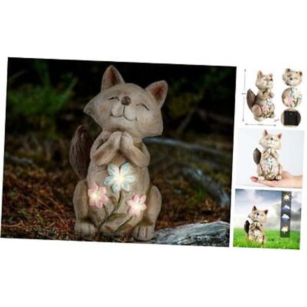 Fox Statue for Garden Decor,Garden Statue with Solar Power Light for Outdoor