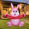 5FT Easter Pink Bunny Inflatable Lighted Yard Decorations LED Blow up Rabbit