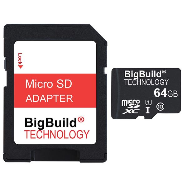BigBuild Technology 64GB Ultra Fast 80MB/s Class 10 MicroSD Memory Card for Asus Transformer Book T100 Tablet, SD Adapter is included