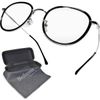 Belkyuna Blue Light Reduction Glasses, No Prescription, Stylish, Round Shape, Blue Light Reduction, Date Glasses, Lightweight, black silver
