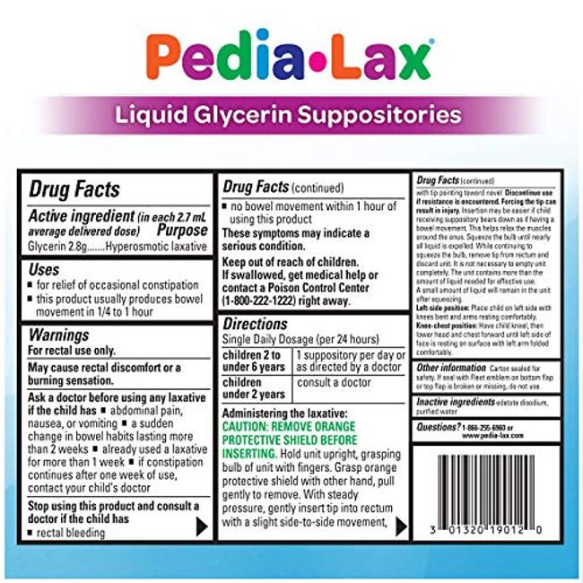 Glycerin Suppositories Laxative 25 CT (For Children From 2- 6 Years Old) 