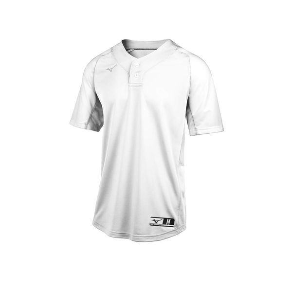 Mizuno Aerolite 2-Button Baseball Jersey, White, Medium