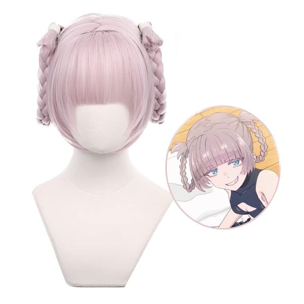 ZGNGLIZ Anime Cosplay Wigs for Game CALL OF THE NIGHT Nanakusa Nazuna Cosplay Wigs, Purple Short Bob with Double Braid Hair Wigs with Free Wig Cap