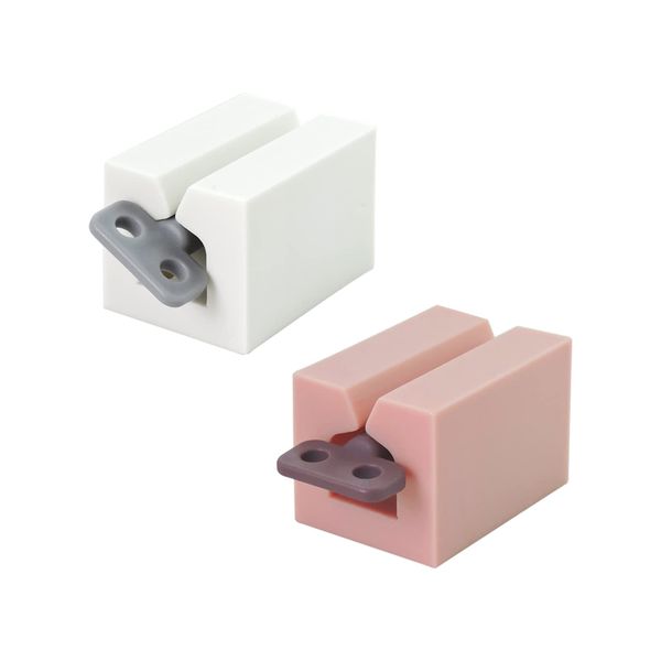 Andiker Rolling Tube Toothpaste Squeezer, 2 PiecesToothpaste Holder Stand Dispenser for Bathroom (White,Pink)