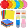 90 Pack Colorful Party Paper Plates Cups Napkins, Rainbow Party Tableware Set Multicolor Paper Dinner Plates Luncheon Cocktail Napkins 250ml Paper Cups for DIY Birthday Holiday Party