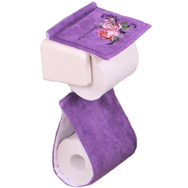 Senko Princess Purple Rose Embroidered Paper Holder Cover with Paper Stock Storage 69304