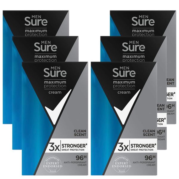 6 x Sure Men Maximum Protection 48h Anti-Perspirant Deodorant 45ml