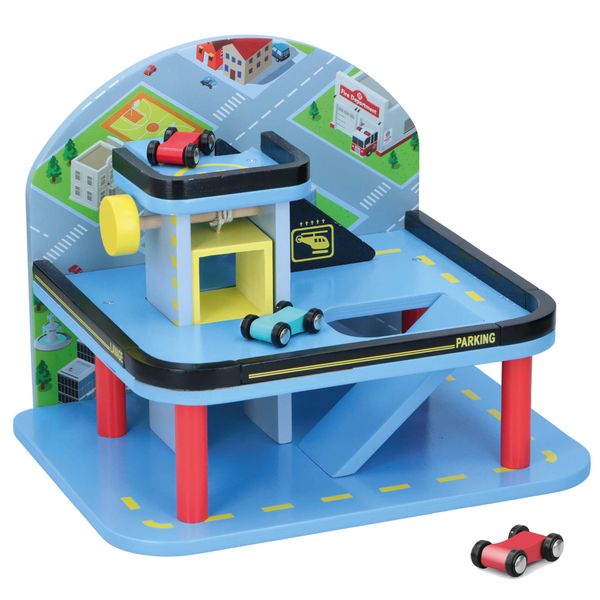 Wooden Garage Playset with 2 Cars