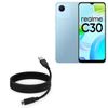 BoxWave Cable Compatible with Realme C30s - DirectSync - USB 3.0 A to USB 3.1 Type C, USB C Charge and Sync Cable - 6ft - Black