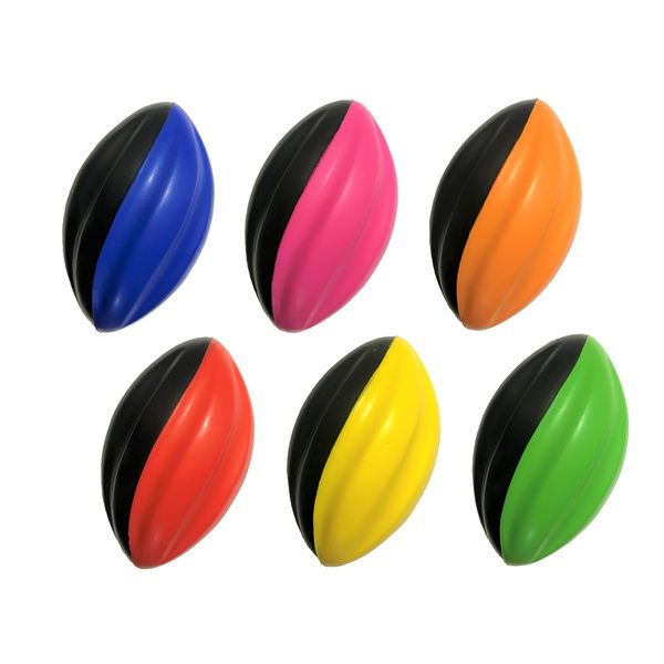 LMC Products Mini Football 6-Pack - 5” Spiral Small Foam Football Kids Football - Mini Footballs 6-Pack - Easy Grip Soft Toddler Football for Kids (Red, Yellow, Blue, Pink, Orange, Green)