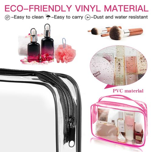 6 Pack Toiletry Bag Makeup Bag Cosmetic Bag, TSA Approved Clear Travel Toiletry Bag wih Zippers, Quart Size Travel Makeup Cosmetic Bag for Women Men, Carry on Airport Airline Compliant Bag, 6 Colors