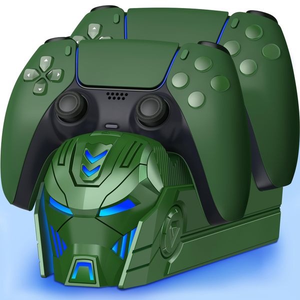 HELLCOOL PS5 Controller Charging Station - PS5 Charging Station with Cool Appearance/RGB Light for Playstation 5 Controller DualSense/Edge Controller