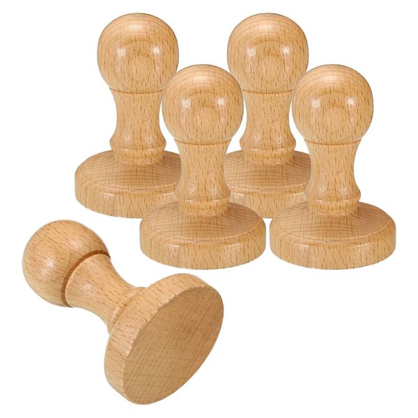 PATIKIL 40mm Stamp Wood Round Handle, 5 Pack Wooden Knobs Stamp Mounts Drawer Pulls for Stamp Making DIY Crafting Scrapbooking, Brown